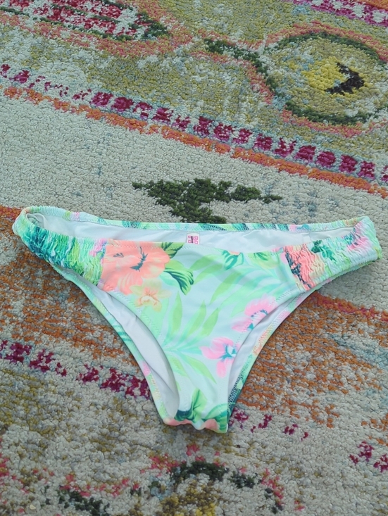 PINK Victoria's Secret Other - PINK Victoria's Secret Mint Floral Bikini Bottoms with Coral Accents